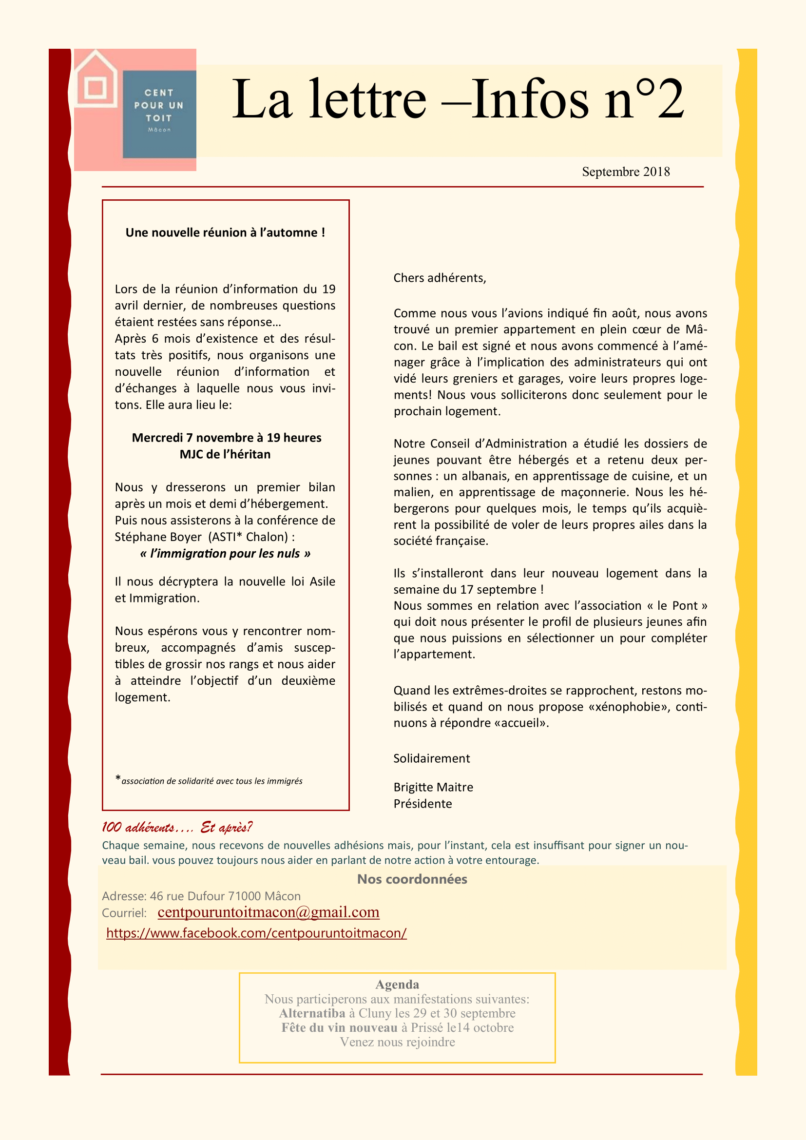 Deuxième lettre d’information