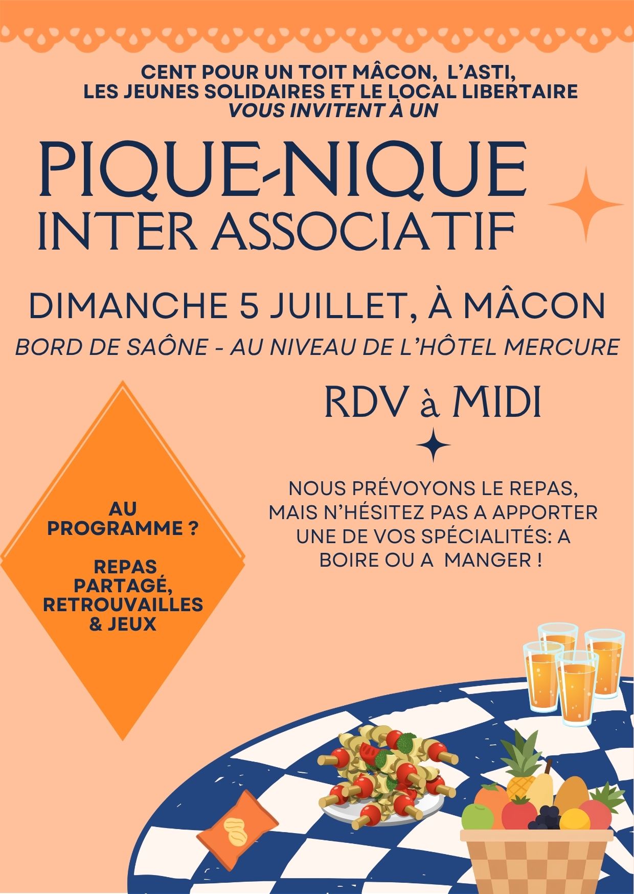 Pique-Nique inter-associatif dimanche 5 juillet à Mâcon